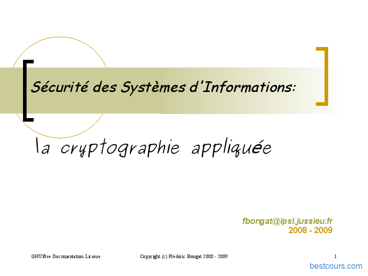 Cryptographie Et Sécurité Informatique Pdf