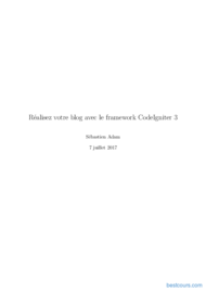 Tutoriel Réalisez votre blog avec le framework CodeIgniter 3 1